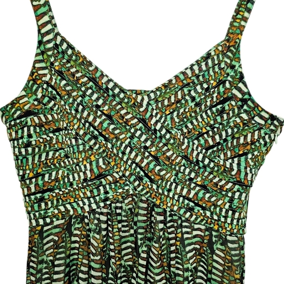 New Directions Green Printed Pintucked Fit & Flare Plus Size Fall Midi Dress 18 - Picture 7 of 11